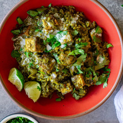 One Pan Coconut Cilantro Rice And Tofu