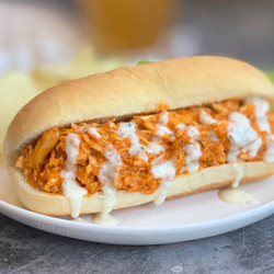 Easy Crockpot Buffalo Chicken Sandwiches (4 Ingredients!)