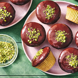 Pistachio-cardamom Cupcakes With Dark Chocolate Ganache