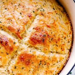 No Knead Skillet Cheese Bread