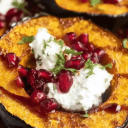 Honey-glazed Acorn Squash With Creamy Goat Cheese And Cranberry Drizzle