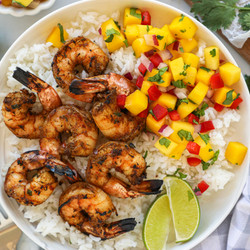 Easy Jerk Prawns With Mango Salsa