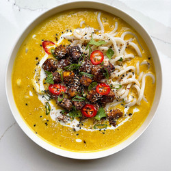 Udon Noodle Soup With Coconut Tofu
