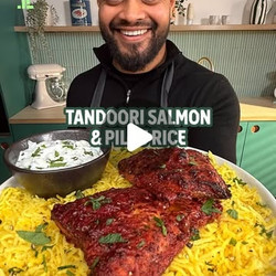 Air Fryer Tandoori Salmon With Pilau Rice