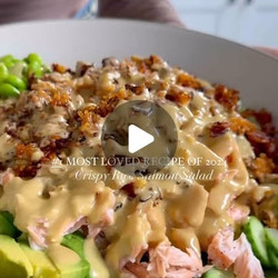 Crispy Rice Salmon Salad With Creamy Honey Ginger Dressing