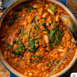One-pot Smoky Lentil, Spinach And White Bean Stew