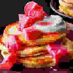 Fluffy Pancakes With Rhubarb Compote