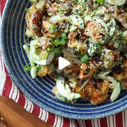 Smashed Potato &amp; Cucumber Salad With Sesame Mayo &amp; Chilli Oil