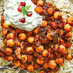 Chole With Cumin Rice &amp; Raita
