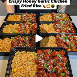 High Protein Crispy Honey Garlic Chicken Fried Rice