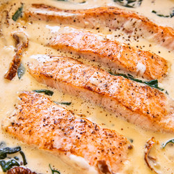 Tuscan Salmon With Parmesan Cream Sauce