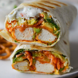 Buffalo Tofu Wrap with Dressing