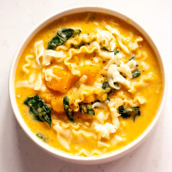 Butternut Squash Lasagna Soup With Kale &amp; Mozzarella