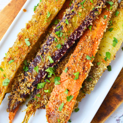 Parmesan Crusted Rainbow Carrots