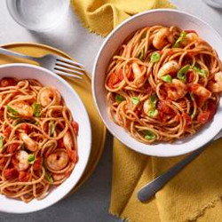 Prawn Spaghetti With Tomato, Basil And Chilli