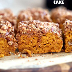 Vegan Pumpkin Coffee Cake With Pecan Crumb