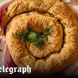 Aubergine, Red Pepper And Artichoke Filo Pie