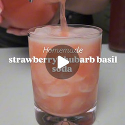 Rhubarb Strawberry Basil Soda