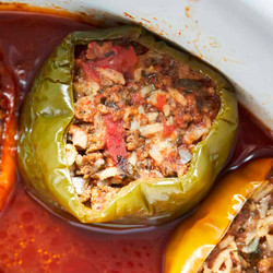 Slow Cooker Mediterranean Stuffed Peppers With Rice