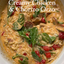 Slowcooker Creamy Chicken &amp; Chorizo Orzo