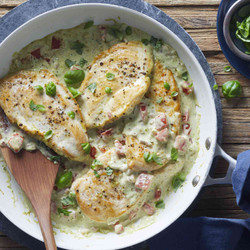 20-minute Chicken Cutlets With Creamy Pesto Sauce