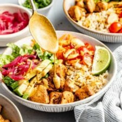 Honey Chipotle Chicken Bowls With Spicy Lime Tahini Dressing