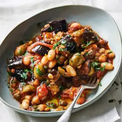 Aubergine Caponata With Cannellini Beans