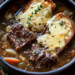 French Onion Short Rib Soup With Cheesy Gruyère Toast