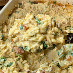 Creamy Boursin Chicken Orzo Bake