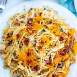 Crack Chicken Spaghetti Casserole