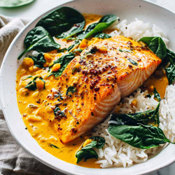 Creamy Salmon Thai Red Coconut Curry