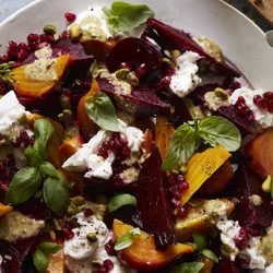 Beet &amp; Burrata Salad With Pistachio Vinaigrette