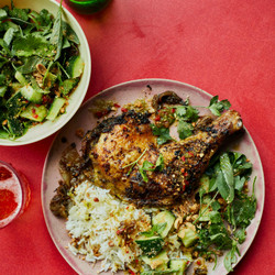 Slow Roast Citrus Chicken With Cucumber And Peanut Salad