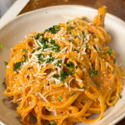 Creamy Roasted Eggplant And Tomato Pasta