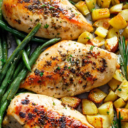 Sheet Pan Garlic Herb Butter Chicken &amp; Potatoes