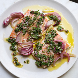 Slow Roasted Salmon With Salsa Verde