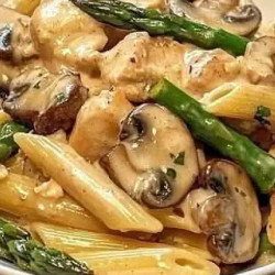 Creamy Chicken, Mushroom &amp; Asparagus Penne