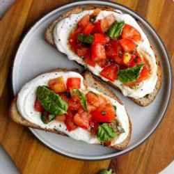 Tomato Basil Whipped Cottage Cheese Toast