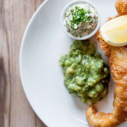 Beehive Fish And Chips, Mushy Peas, Tartare Sauce