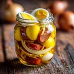 Tangy Pickled Eggs With Sausage And Onions