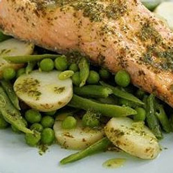 Spring Salmon With Minty Veg