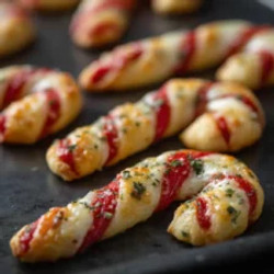 Christmas Candy Cane Pizza Breadsticks