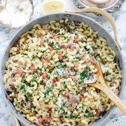 Elbow Macaroni With Mushrooms And Pancetta