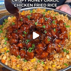 High Protein Crispy Honey Garlic Chicken Fried Rice