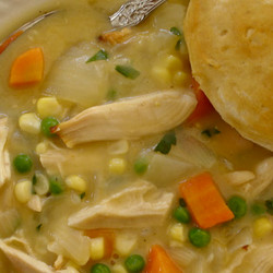 Chicken Stew With Corn, Carrots And Peas