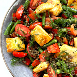 Lentil, Green Bean, Dill &amp; Haloumi Salad