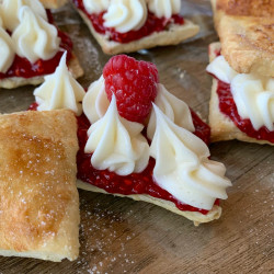 Homemade Flakies With Raspberry Compote &amp; Vanilla Cream