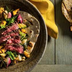 Grilled Steak And Vegetables With Tortillas