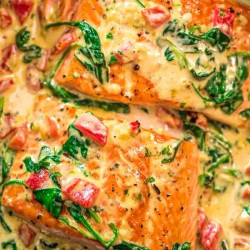 Salmon In Roasted Pepper Sauce