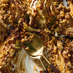 Deeply Roasted Cabbage With Peanut Crunch